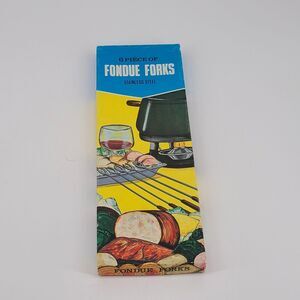 Vintage Fondue Forks Stainless Steel Wood Handles Set Of 6
